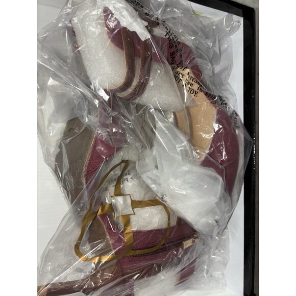 Iman High Heel Shoes Double Strap Ankle Sz 7 New Marsala Red #434569 Faux Suede - Picture 8 of 10